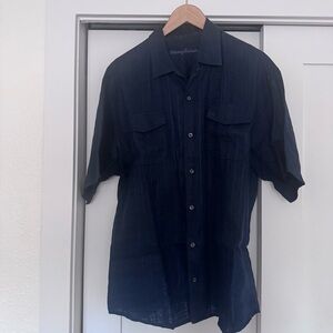 Tommy Bahama Men's Navy Linen Button Down Shirt Size XL